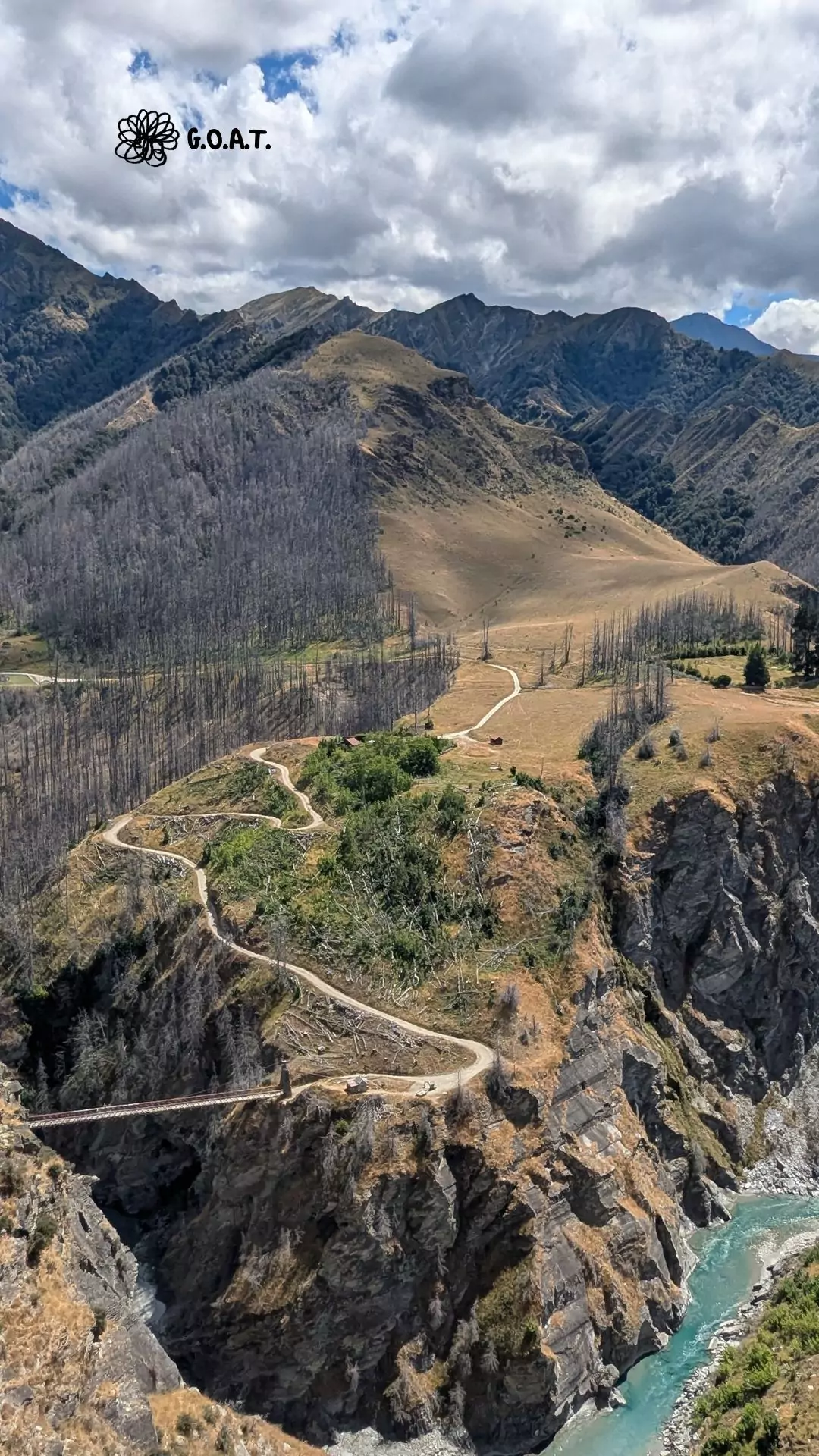 A female motorcyclist navigating a stunning off-road trail in Queenstown, part of the GOAT experience – an exclusive motorcycle tour for women led by experienced riders and supported by expert guides.